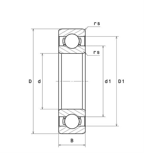 Bản vẽ kỹ thuật Vòng Bi Cầu Rãnh Sâu 20x42x8 NTN 16004-TW