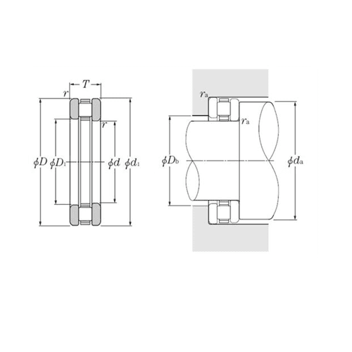 Bản vẽ kỹ thuật Vòng Bi Đũa Chặn Trục 15x28x9 mm NTN 81102T2