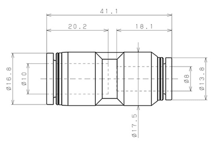 Bản vẽ kỹ thuật Đầu Nối Giảm Khí Nén Thẳng Phi 10-8mm Pisco PG10-8