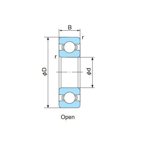 Bản vẽ kỹ thuật Vòng Bi Cầu Rãnh Sâu 1 Dãy  17x35x10mm Nachi 6003