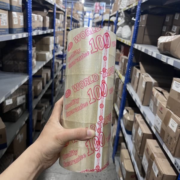 Băng Keo Trong Khổ W48x100Yard (Cây 6 Cuộn, 1.2 Kg)