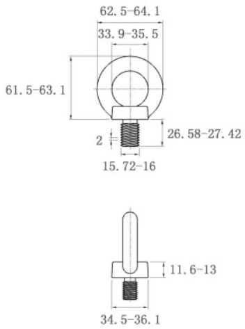 Bản vẽ kỹ thuật Bulong Vòng Thép Mạ Kẽm DIN580 M16x27