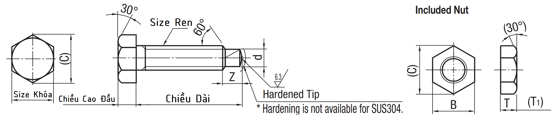 Bản vẽ kỹ thuật Locating Bolts Round Tip Fine M5x20 SSTCA5-20