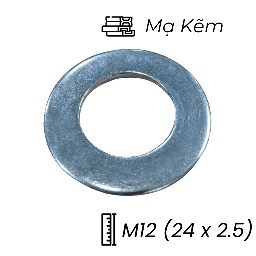 Lông Đền Phẳng Thép Mạ Kẽm M12 (24x2.5)