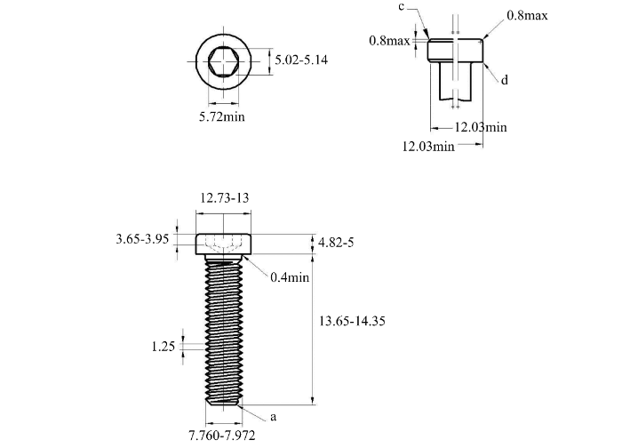 Bản vẽ kỹ thuật Lục Giác Trụ Đầu Thấp Inox 304 DIN7984 M8x14