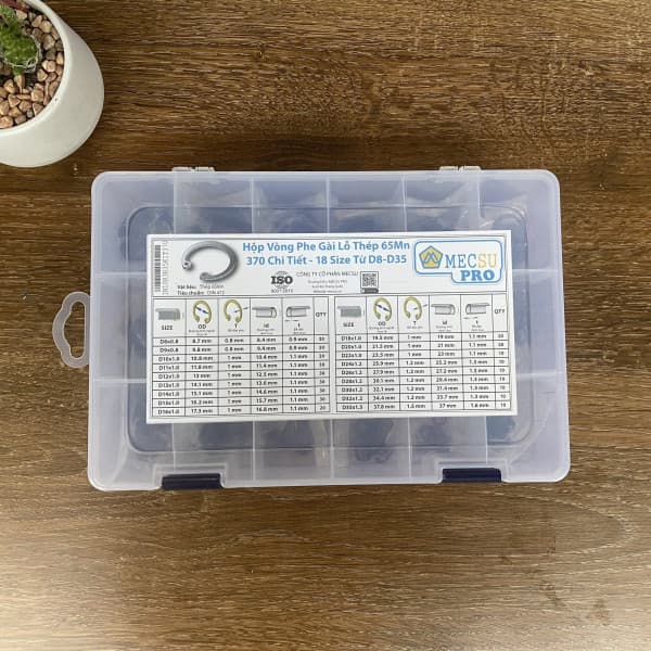 Hộp Vòng Phe Gài Lỗ Thép 65Mn DIN472 370 Chi Tiết 18 Size Từ D8-D35