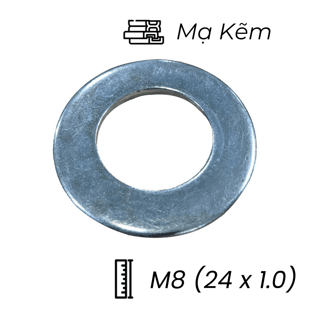 Lông Đền Phẳng Thép Mạ Kẽm M8 (23x1.0)