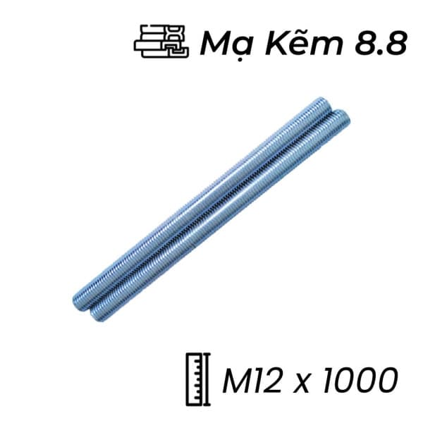 Ty Ren Thép Mạ Kẽm 8.8 M12x1000