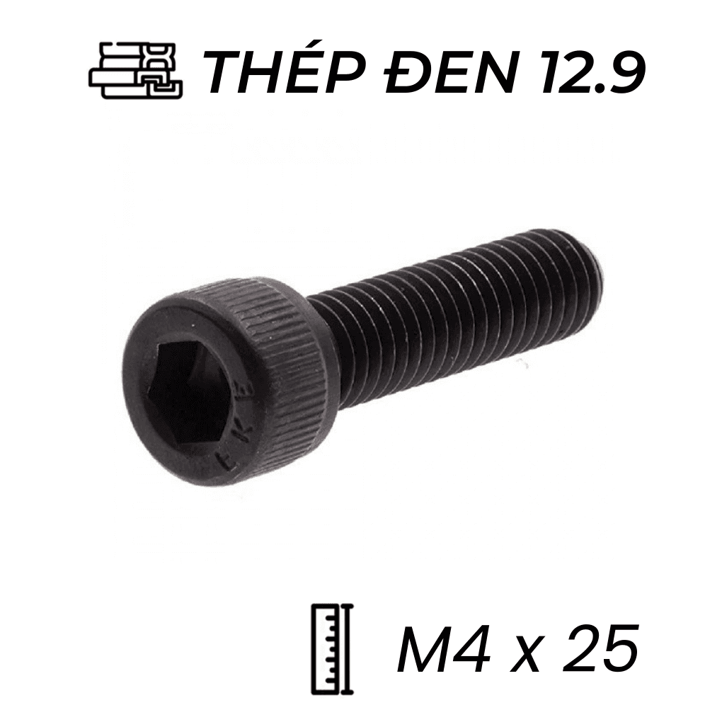Lục Giác Chìm Đầu Trụ Thép Đen 12.9 DIN912 M4x25