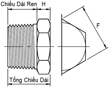 Bản vẽ kỹ thuật Nút Bịt Đầu Lục Giác NPT A182-F304/304L DN20 (3/4)