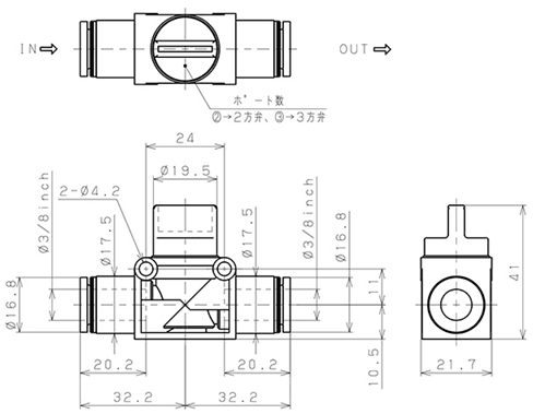 Bản vẽ kỹ thuật Van Tay Khí Nén Pisco HV3/8-3/8-2