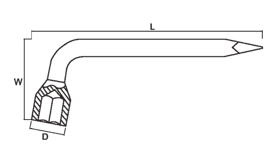 Bản vẽ kỹ thuật Cờ Lê Chữ L Mở Lốp 19 mm Bosi BS361902