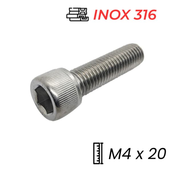 Lục Giác Chìm Đầu Trụ Inox 316 DIN912 M4x20