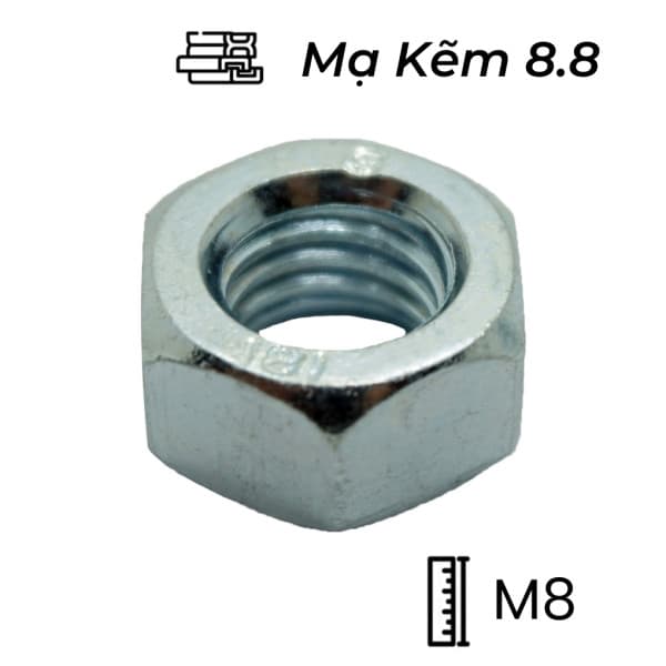 Tán Thép Mạ Kẽm 8.8 DIN934 M8