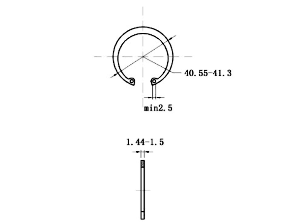 Bản vẽ kỹ thuật Phe Gài Lỗ Thép 65Mn DIN472 D38x1.5