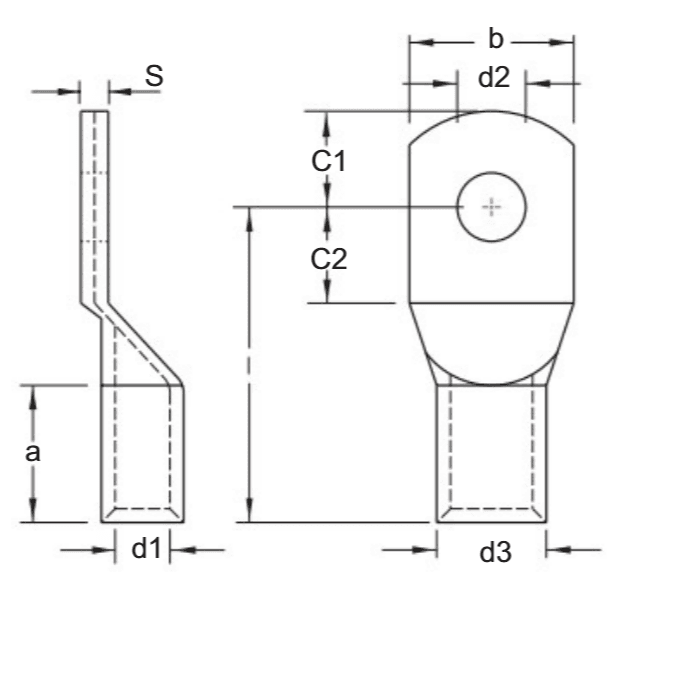 Bản vẽ kỹ thuật Đầu Cosse Đồng Trần 50mm2 KST TLK50-6