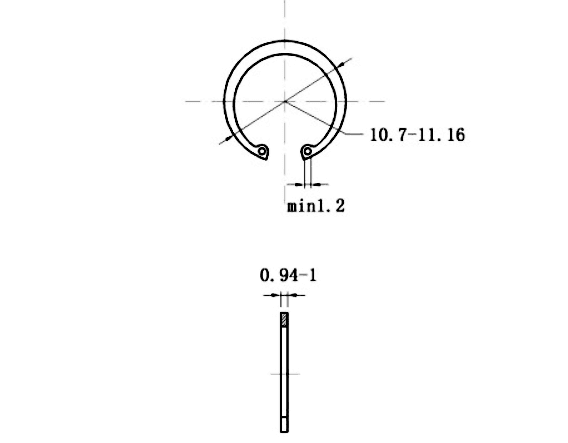 Bản vẽ kỹ thuật Phe Gài Lỗ Thép 65Mn DIN472 D10x1.0