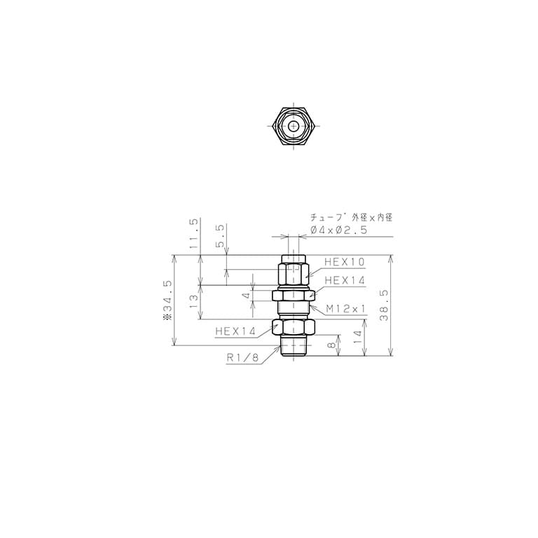 Bản vẽ kỹ thuật Đầu Ngạnh Nối Ống Có Đai Ốc Xiết Dạng Lắp Vách Ren Ngoài Pisco NSMC0425-01
