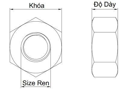 Bản vẽ kỹ thuật Tán Thép Đen GR 5 UNC 1.1/8-7