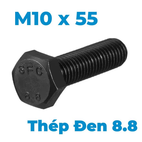 Bulong Thép Đen 8.8 DIN933 M10x55