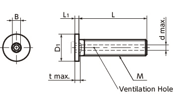 Bản vẽ kỹ thuật Lục Giác Chìm Trụ Mỏng Có Lỗ Thông Inox 304 M4x6 NBK Dòng SVSHS