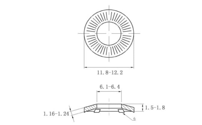 Bản vẽ kỹ thuật Lông Đền Tiếp Xúc Thép Mạ Kẽm SN70093 M6