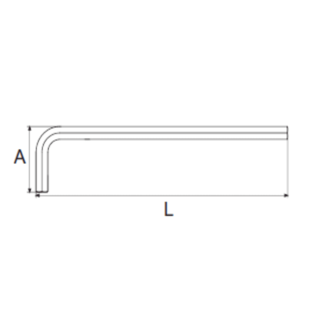 Bản vẽ kỹ thuật Cây Lục Giác 8 mm Chữ L Đầu Bằng Siêu Dài SATA 80314