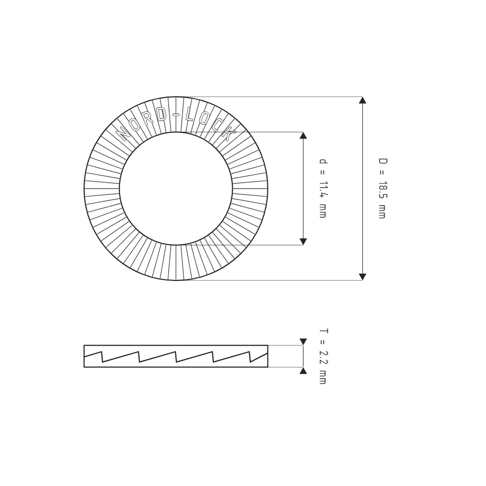 Bản vẽ kỹ thuật Lông Đền Nord-Lock Inox 316 M11