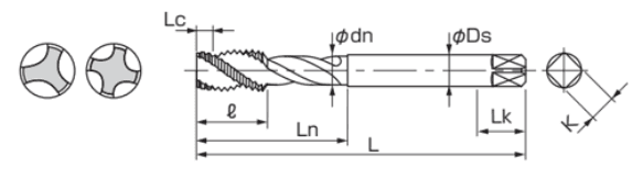 Bản vẽ kỹ thuật Mũi Taro Xoắn HSS-E M8x1.25 Nachi List 6866 STSP8M1.25R
