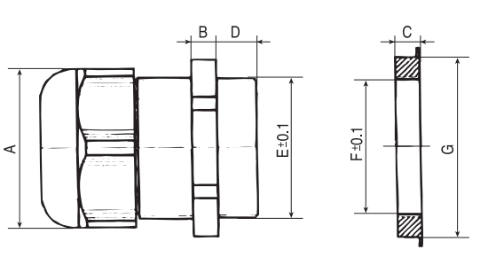Bản vẽ kỹ thuật Ốc Siết Cáp Điện Nhựa PA66 Màu Xám PG 11 DONG-A DACL11