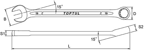 Bản vẽ kỹ thuật Cờ Lê Vòng Miệng 23mm Toptul AAEA2323