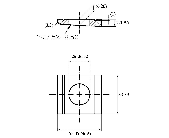 Bản vẽ kỹ thuật Lông Đền Vuông Thép Mạ Kẽm DIN434 M24