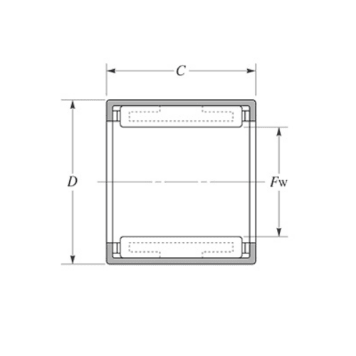 Bản vẽ kỹ thuật Vòng Bi Ly Hợp 1 Chiều 20x26x16 mm NTN HF2016