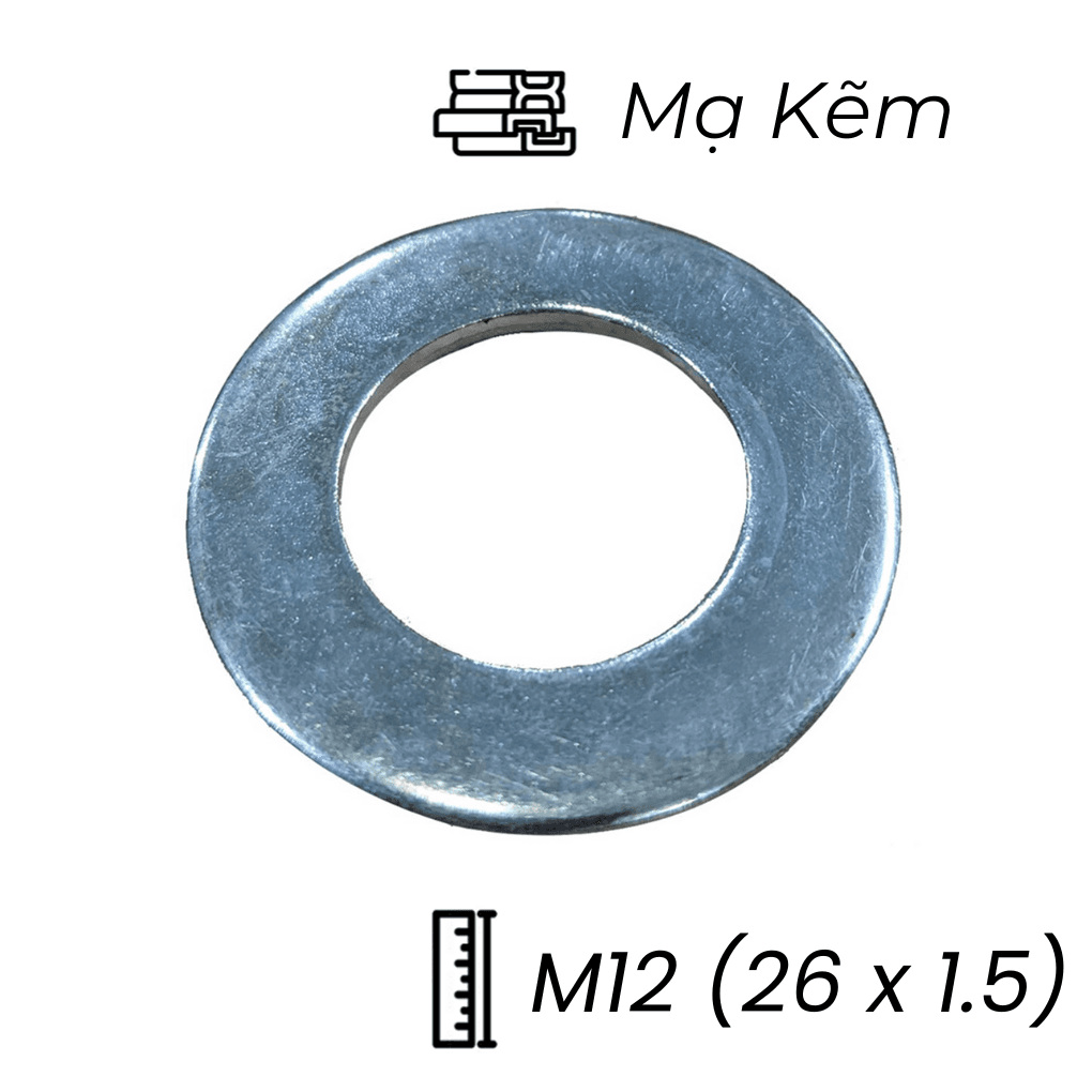 Lông Đền Phẳng Thép Mạ Kẽm M12 (26x1.5)