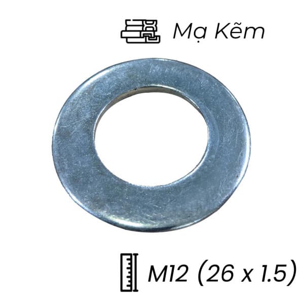 Lông Đền Phẳng Thép Mạ Kẽm M12 (26x1.5)