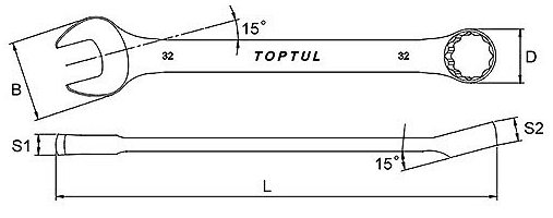 Bản vẽ kỹ thuật Cờ Lê Vòng Miệng 35mm Toptul AAAB3535