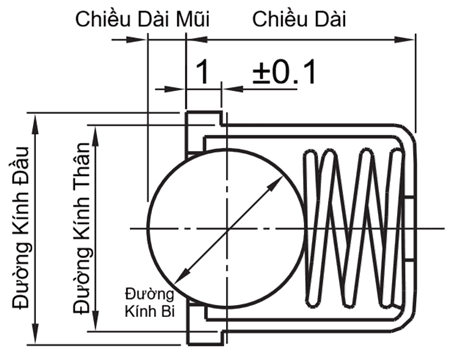 Bản vẽ kỹ thuật Vít Nhún Định Vị, Thân Inox PFSSN10