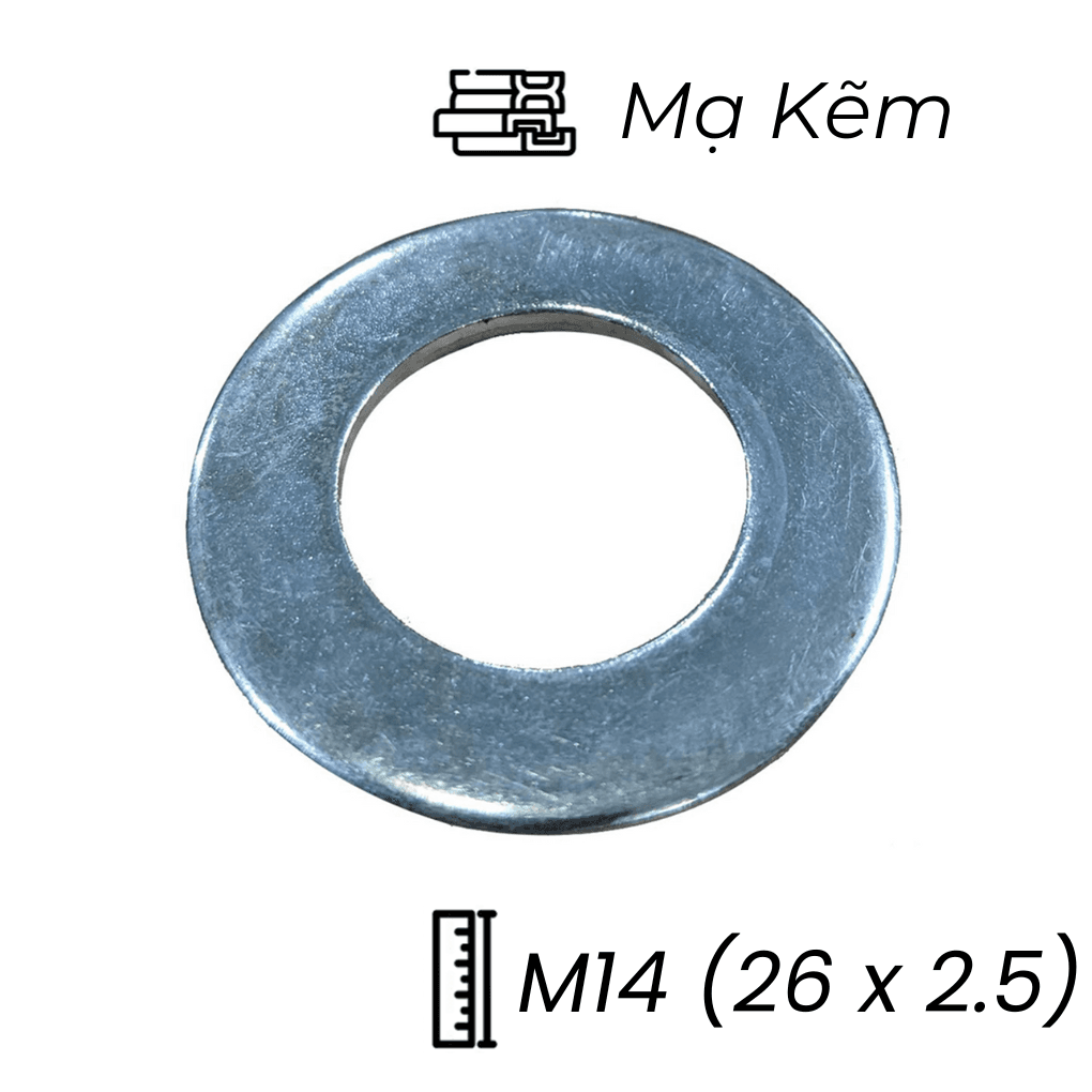 Lông Đền Phẳng Thép Mạ Kẽm M14 (26x2.5)