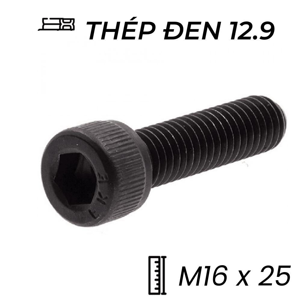 Lục Giác Chìm Đầu Trụ Thép Đen 12.9 DIN912 M16x25