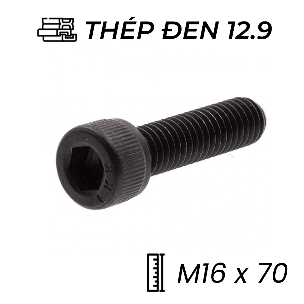 Lục Giác Chìm Đầu Trụ Thép Đen 12.9 DIN912 M16x70