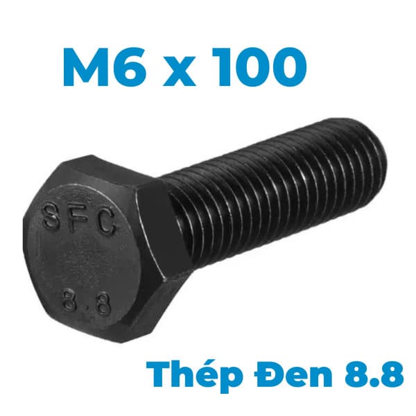 Bulong Thép Đen 8.8 DIN933 M6x100
