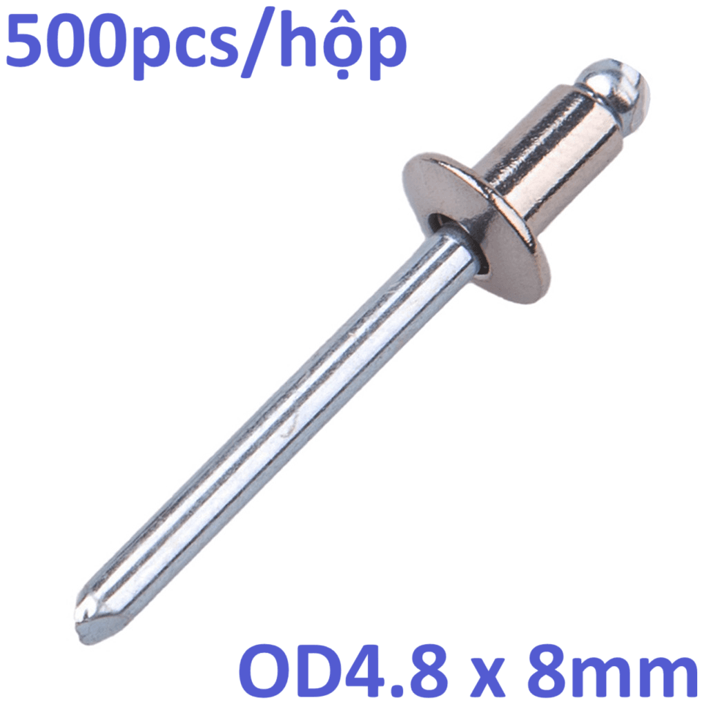 Rivet Inox 304 Chân Thép OD4.8x8mm (500 Cái)