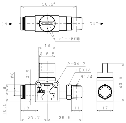 Bản vẽ kỹ thuật Van Tay Khí Nén Pisco HV8-02W
