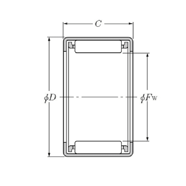 Bản vẽ kỹ thuật Vòng Bi Kim Vỏ Dập 25x32x20 mm NTN HK2520