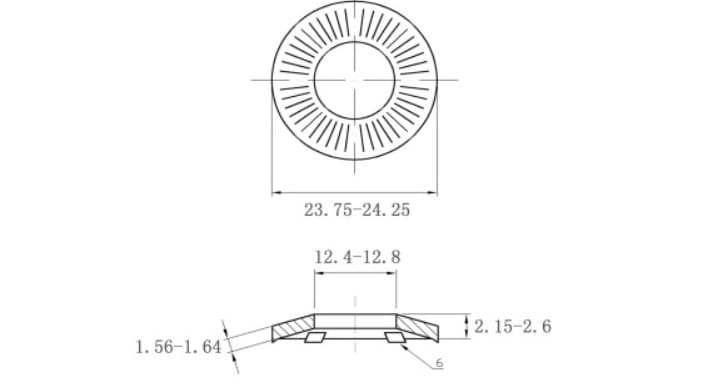 Bản vẽ kỹ thuật Lông Đền Tiếp Xúc Thép Mạ Kẽm SN70093 M12