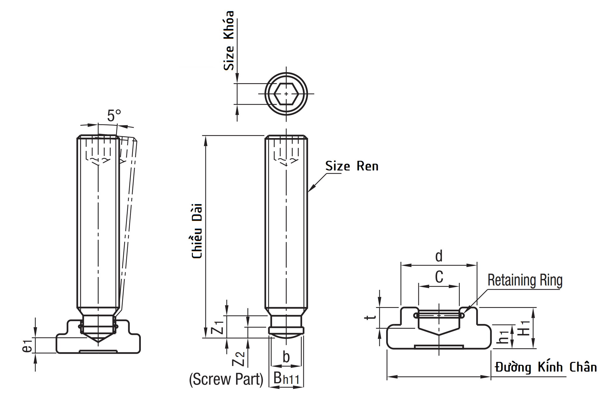 Bản vẽ kỹ thuật Grub Screw Sets Thrust Point M8x50 SGTS8-50