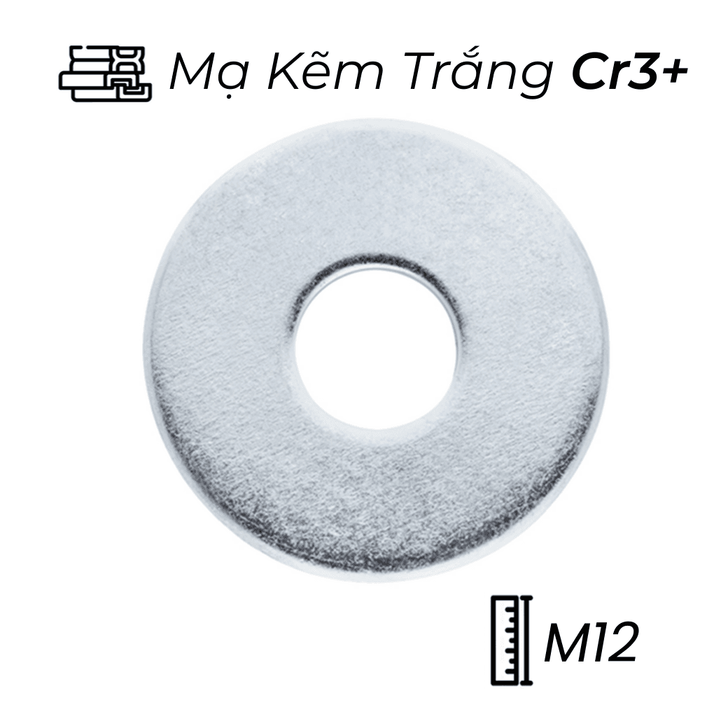 Lông Đền Phẳng Thép Mạ Kẽm Trắng Cr3+ DIN9021 M12