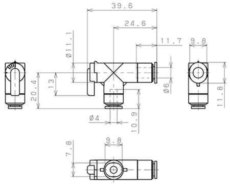 Bản vẽ kỹ thuật Van Bi Khí Nén, Loại Mini Pisco BVLG4-6