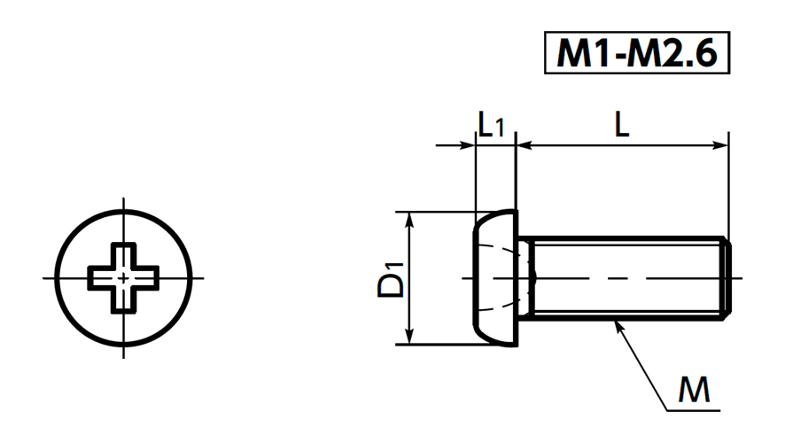 Bản vẽ kỹ thuật Bulong Pake Đầu Tròn Inox 304  M1.4X6 NBK Dòng SNZS