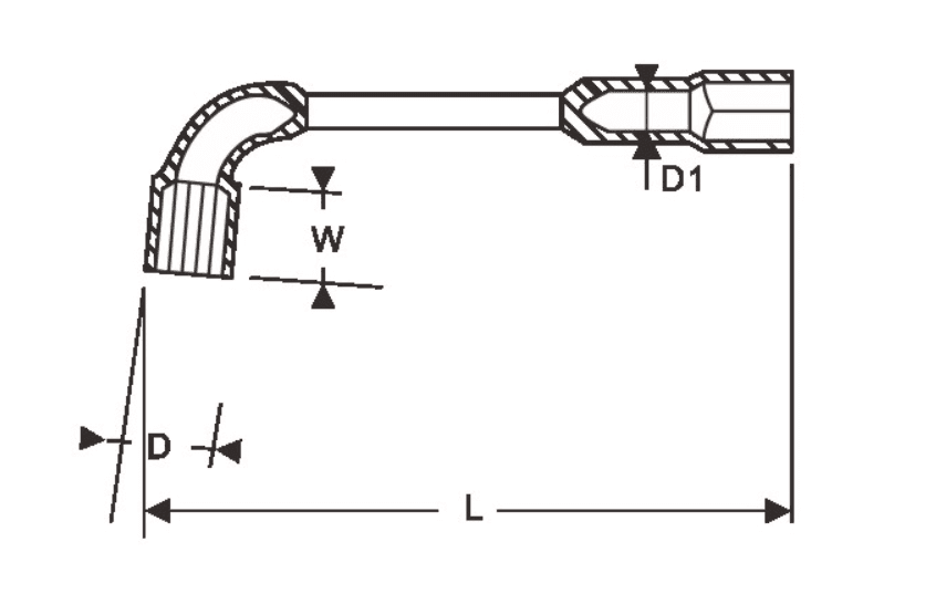 Bản vẽ kỹ thuật Cờ Lê Tuýp Chữ L Hai Đầu 12 mm Bosi BS368112